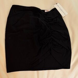 Blue Blush Black Gathered Pencil Skirt